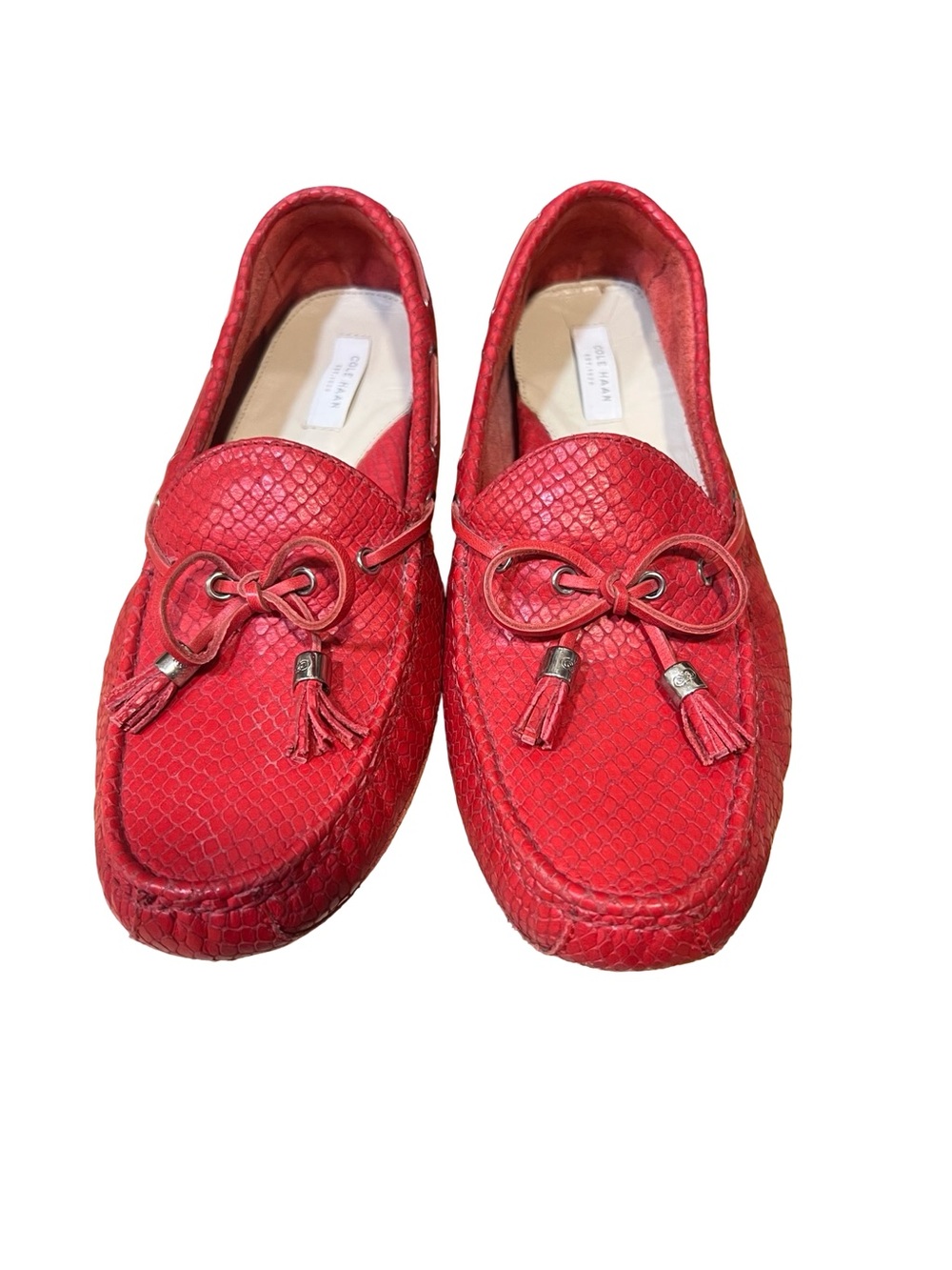Cole Haan Red Tassel Loafers with Textured Finish 8b